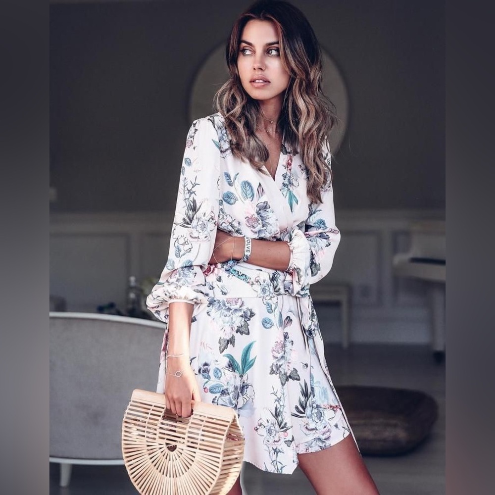 Majorelle Tropical Feminine Floral Wrap Dress Medium